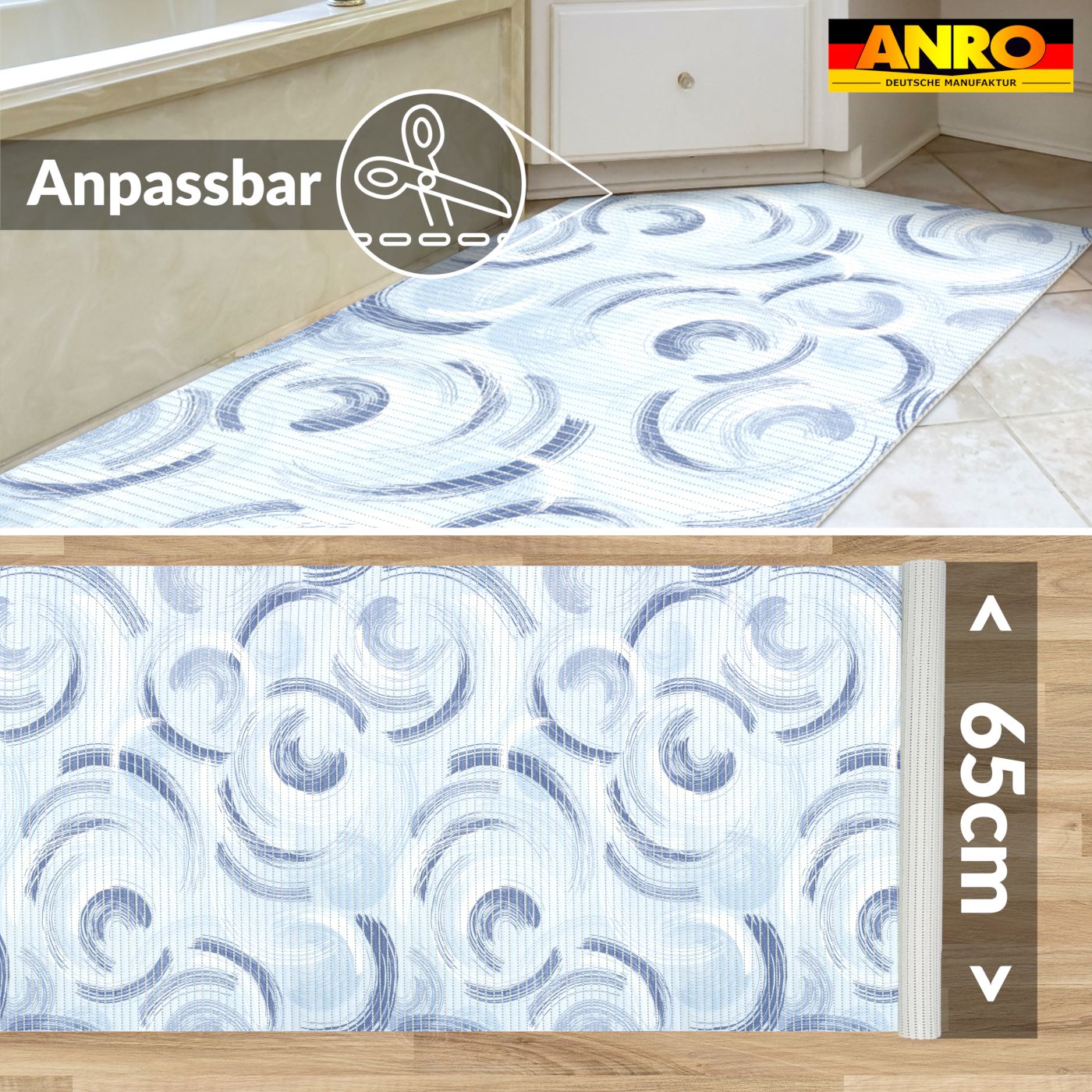 Badematte Weichschaummatte Badmatte rutschfest Badvorleger Badläufer 65cm