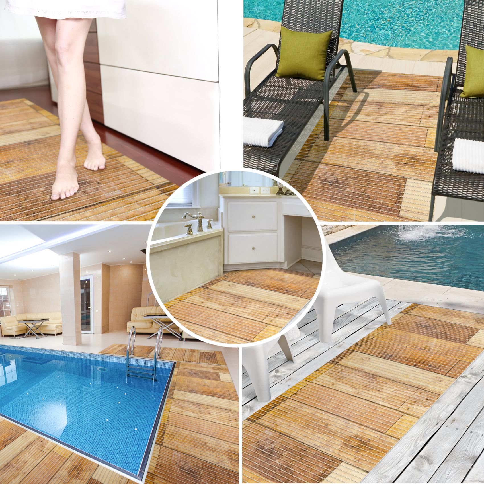 Badematte Holz Braun 65cmx75cm