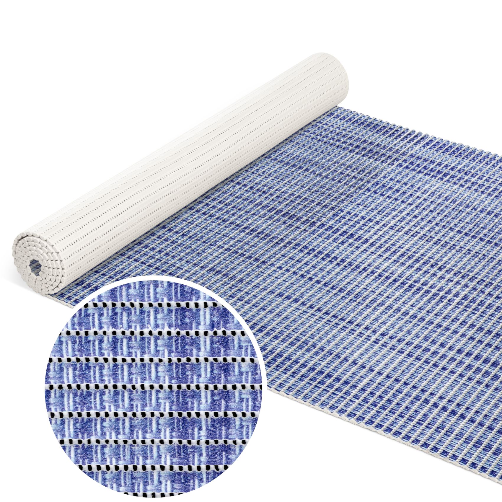 Badematte aus Meterware Leinen Optik Blau Breite 65cm Weichschaummatte Badvorleger 90cm