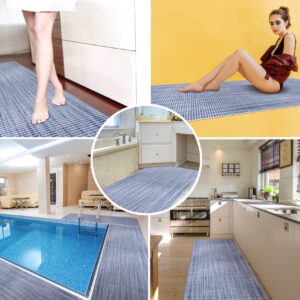 Badematte aus Meterware Leinen Optik Blau Breite 65cm Weichschaummatte Badvorleger 90cm