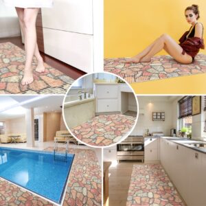Badematte aus Meterware Pflastersteine Braun Breite 50cm Weichschaummatte Badvorleger 180cm