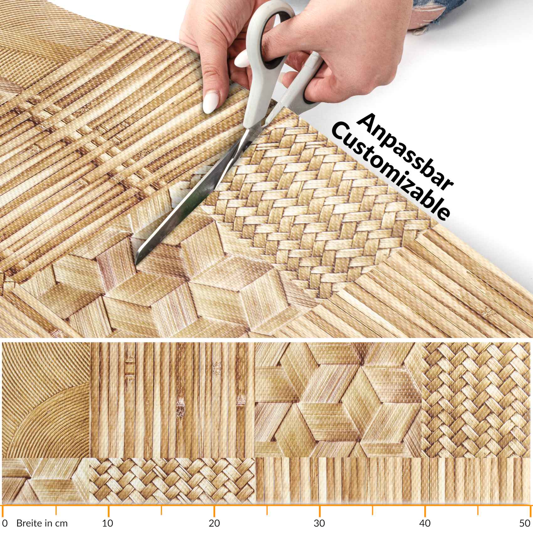 Teppich Küchenläufer Teppichläufer Läufer Flur abwischbar PVC Mirza Vimini Beige 50x90cm