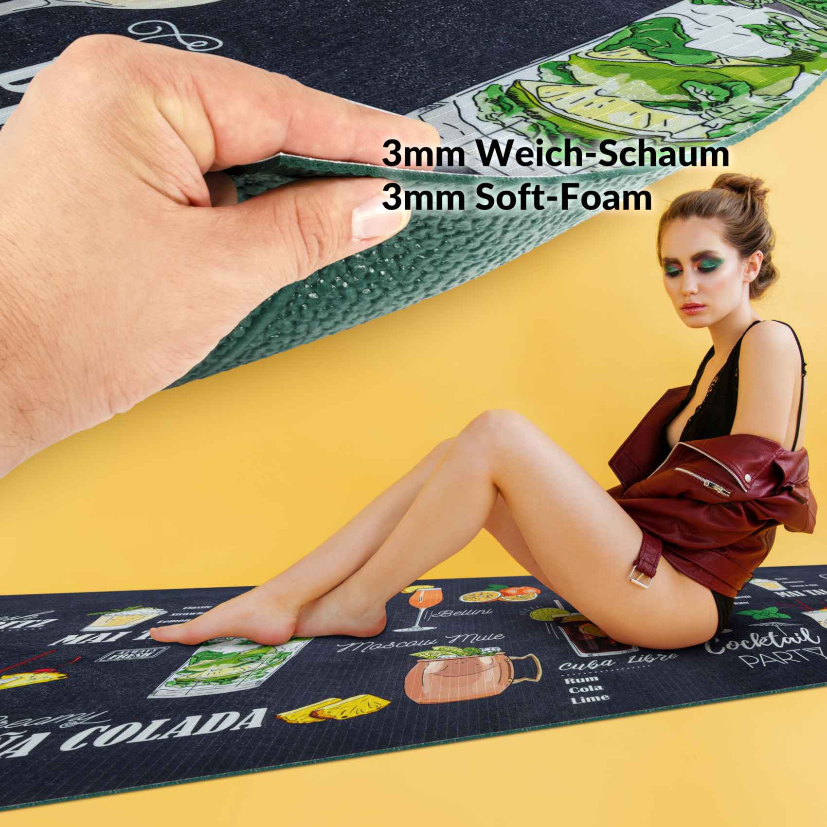 Küchenläufer waschbar Textil + PVC Küchenteppich rutschfest Sprinty Pub Mehrfarbig 50x85cm