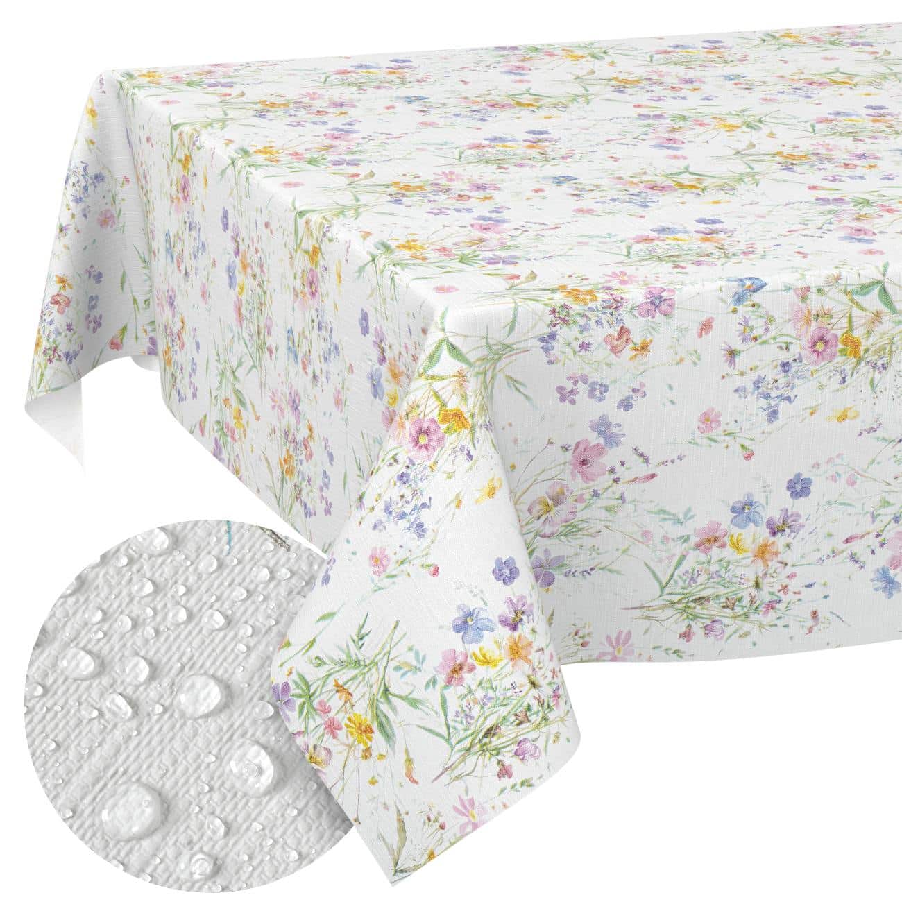 Wachstuch Tischdecke abwaschbar Wachstischdecke pflegeleicht Lotuseffekt Frühling Blüten Outdoor Gartentischdecke