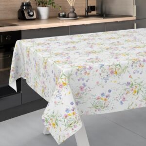 Wachstuch Tischdecke abwaschbar Wachstischdecke pflegeleicht Lotuseffekt Frühling Blüten Outdoor Gartentischdecke