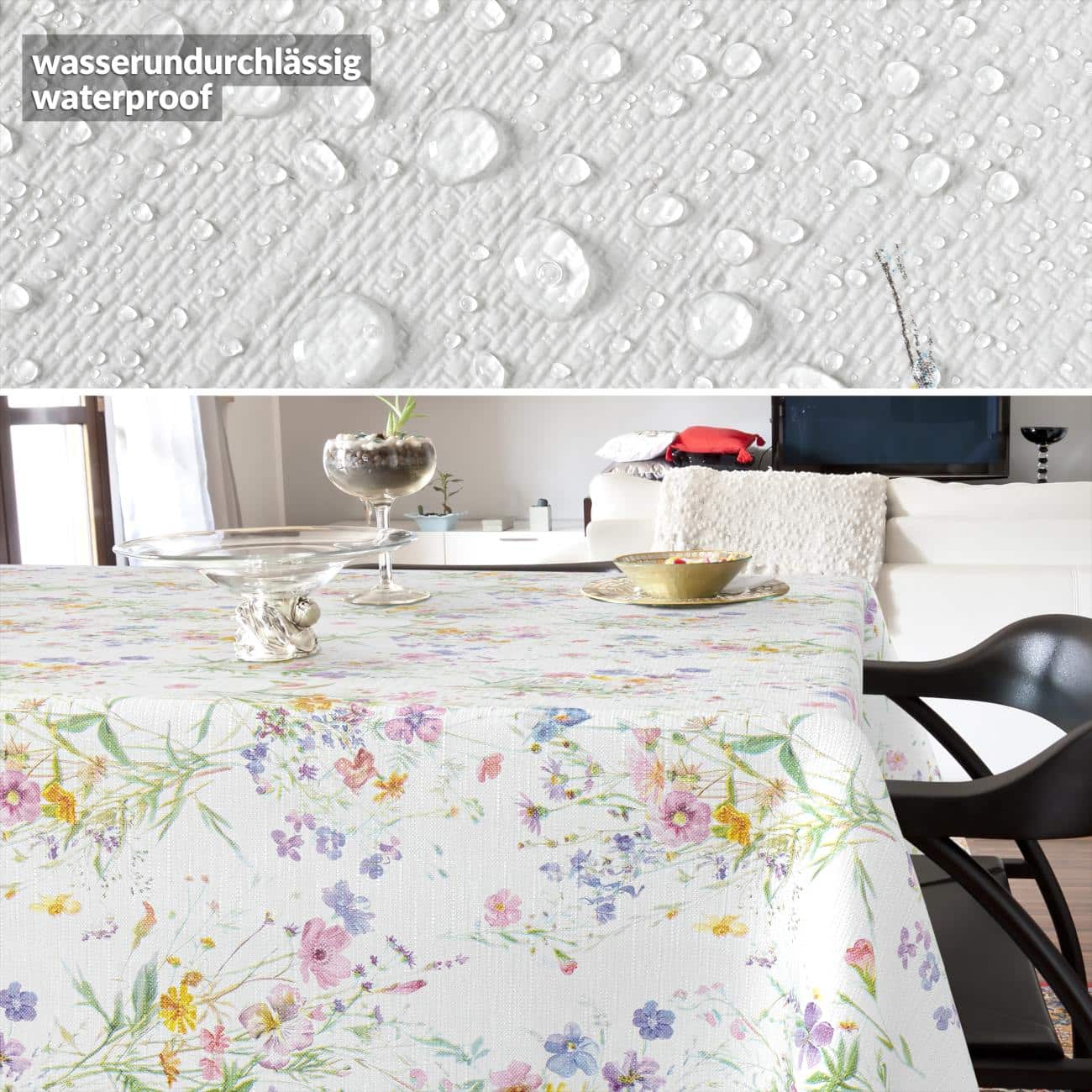 Wachstuch Tischdecke abwaschbar Wachstischdecke pflegeleicht Lotuseffekt Frühling Blüten Outdoor Gartentischdecke