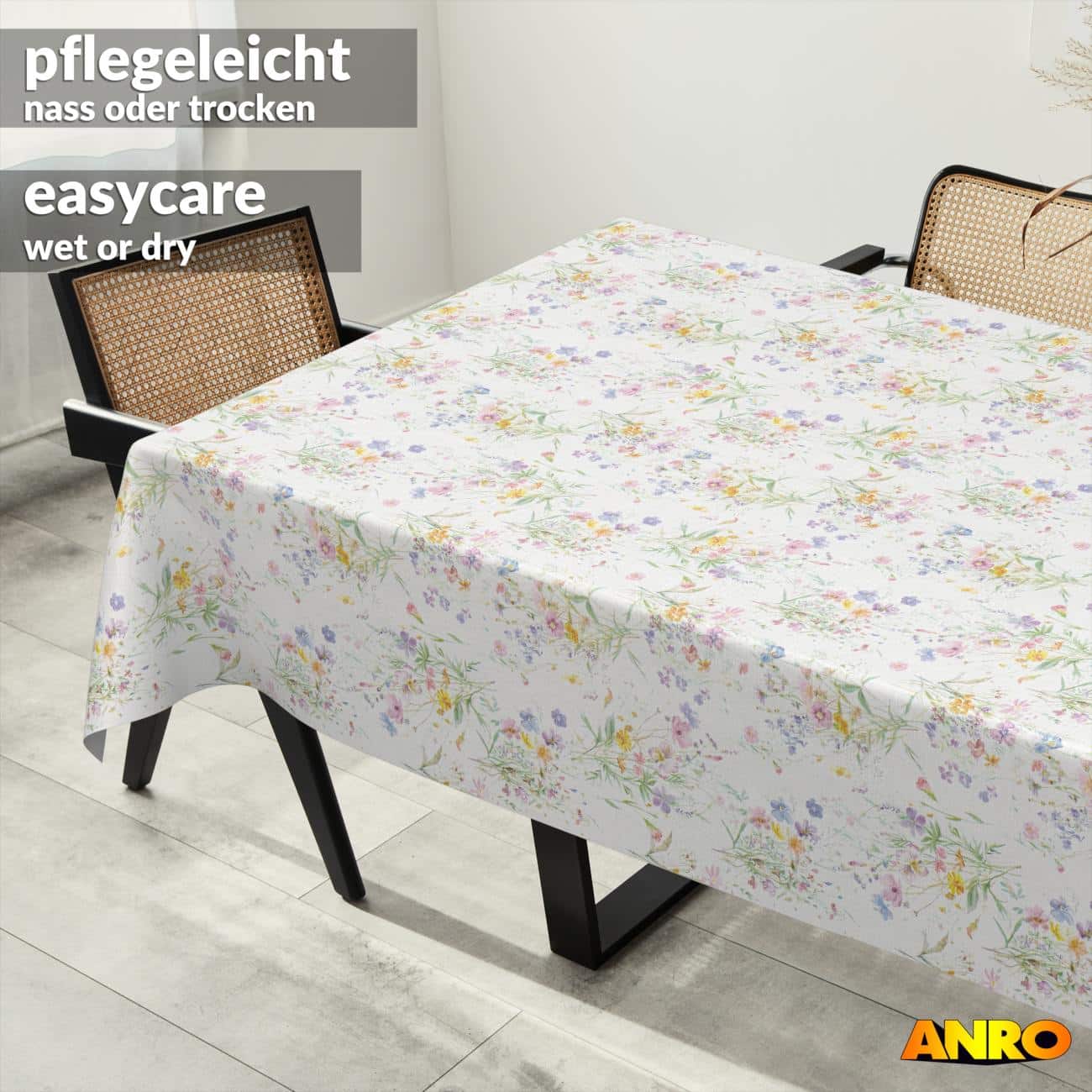 Wachstuch Tischdecke abwaschbar Wachstischdecke pflegeleicht Lotuseffekt Frühling Blüten Outdoor Gartentischdecke