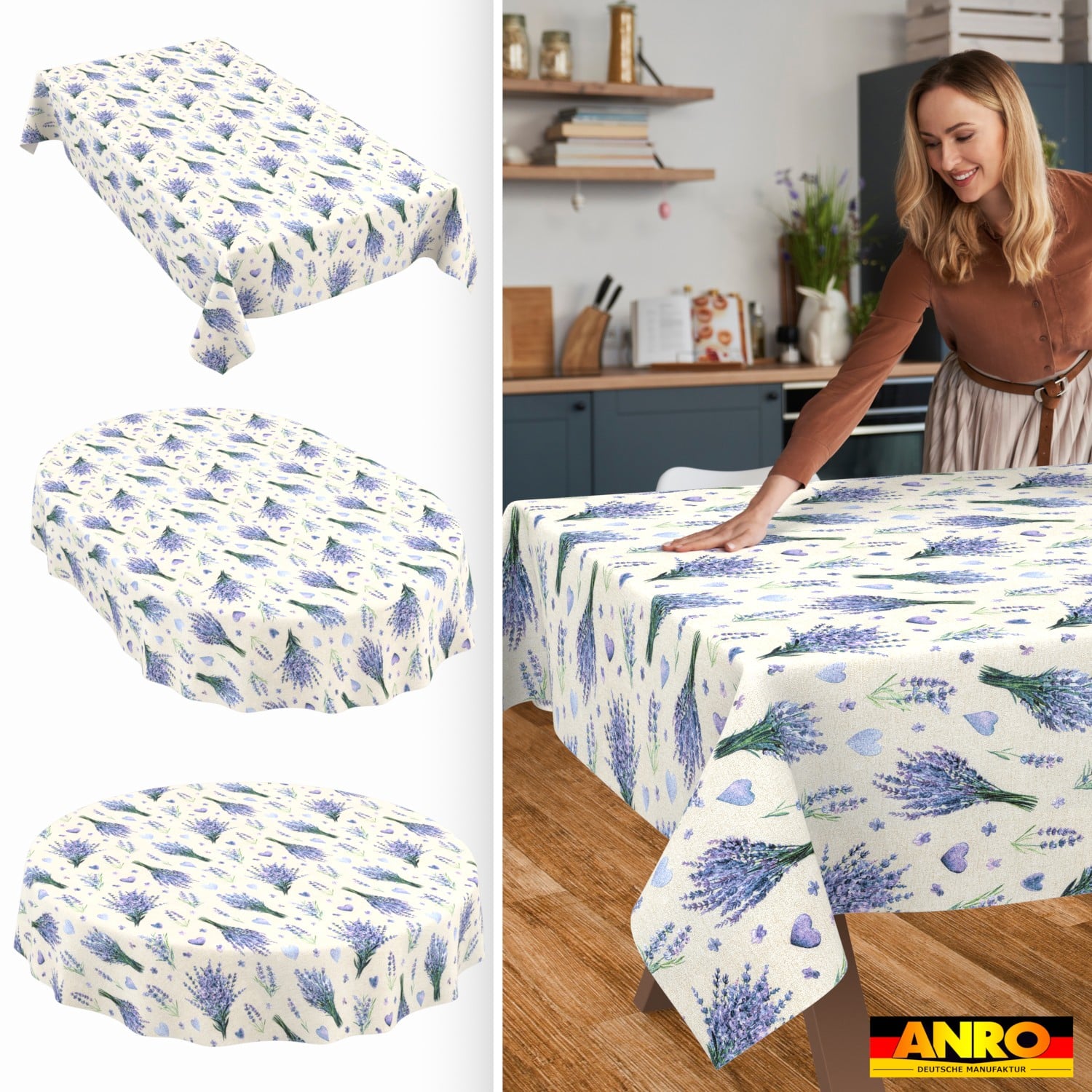 Tischdecke abwaschbar Tischwäsche Gartentischdecke Tafeldecke Lotuseffekt Lavendel