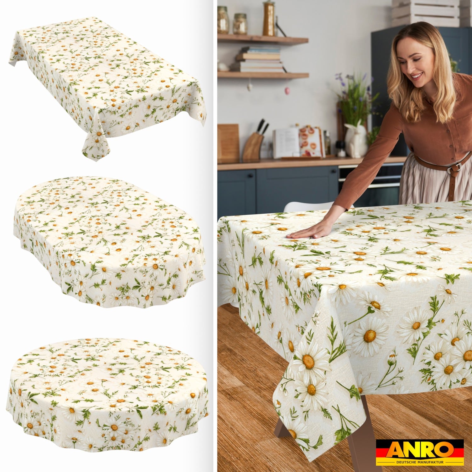 Tischdecke abwaschbar Tischwäsche Gartentischdecke Tafeldecke Lotuseffekt Margeriten