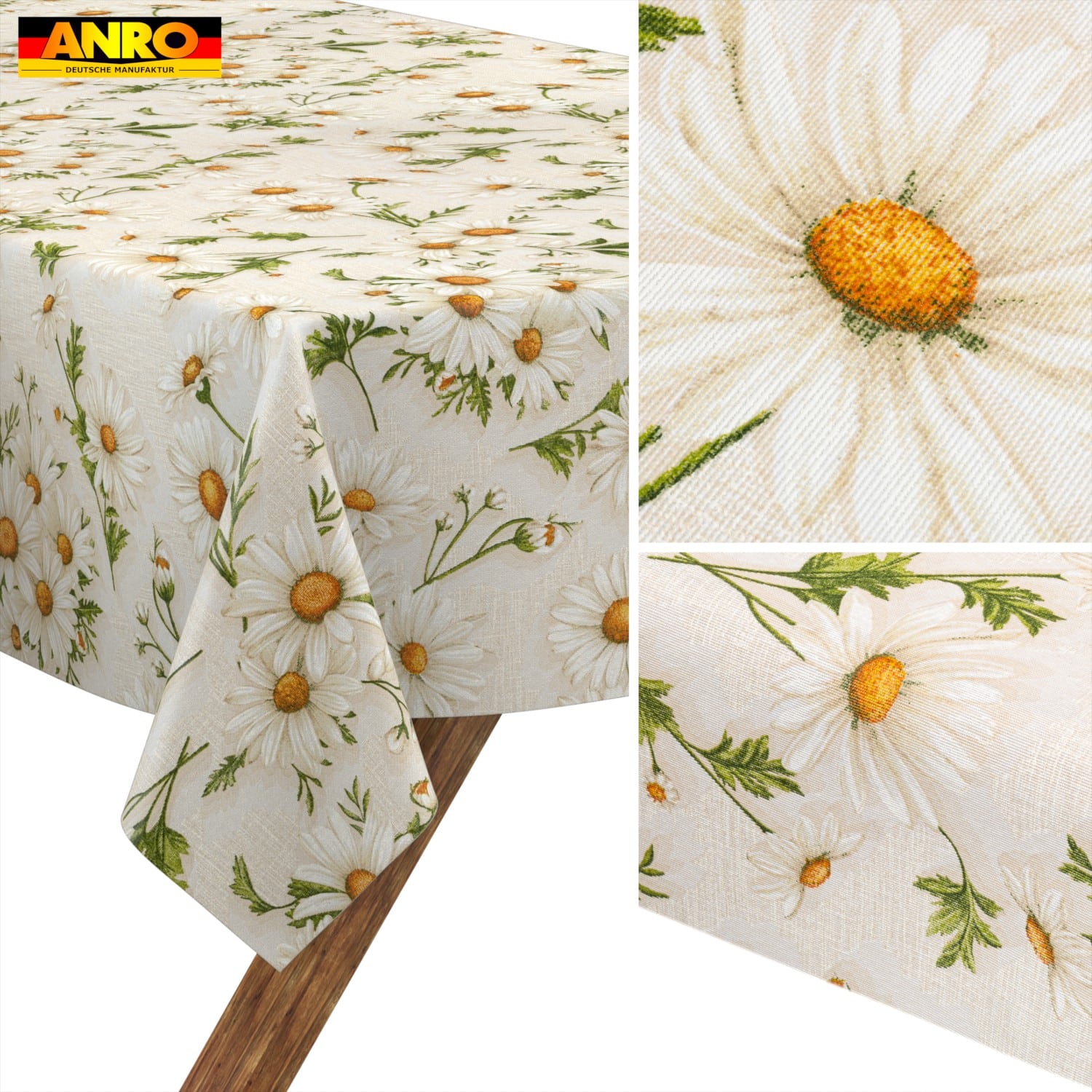 Tischdecke abwaschbar Tischwäsche Gartentischdecke Tafeldecke Lotuseffekt Margeriten