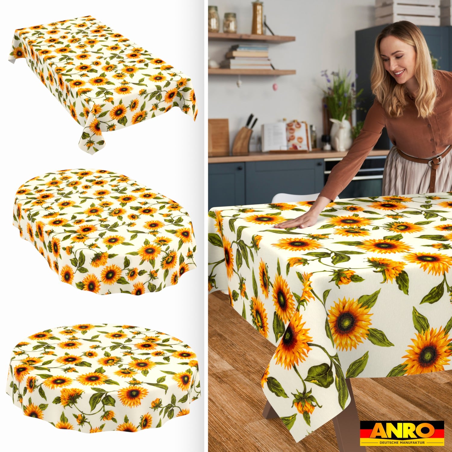 Tischdecke abwaschbar Tischwäsche Gartentischdecke Tafeldecke Lotuseffekt Sonnenblumen