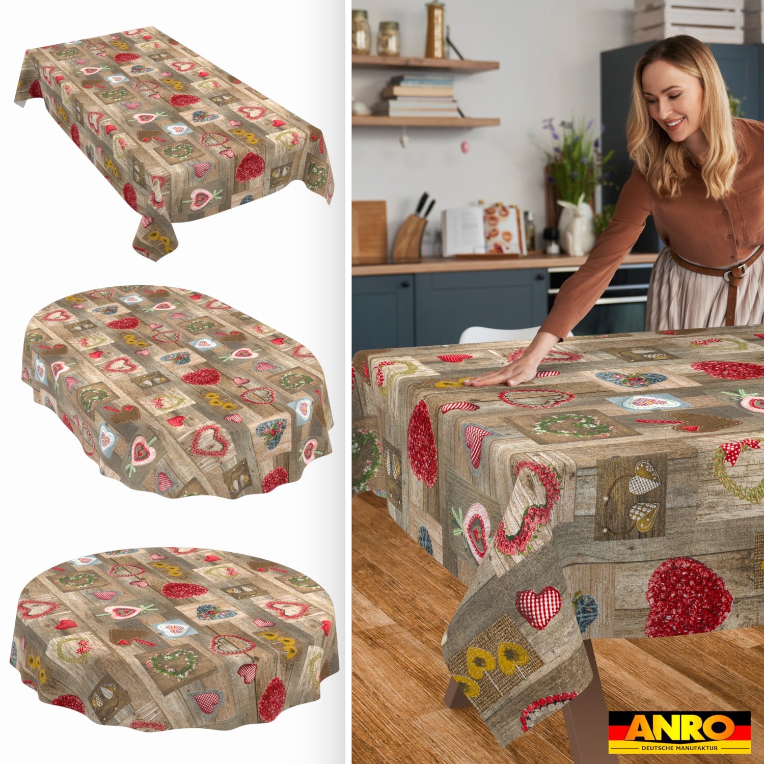 Tischdecke abwaschbar Tischwäsche Gartentischdecke Tafeldecke Lotuseffekt Herzen