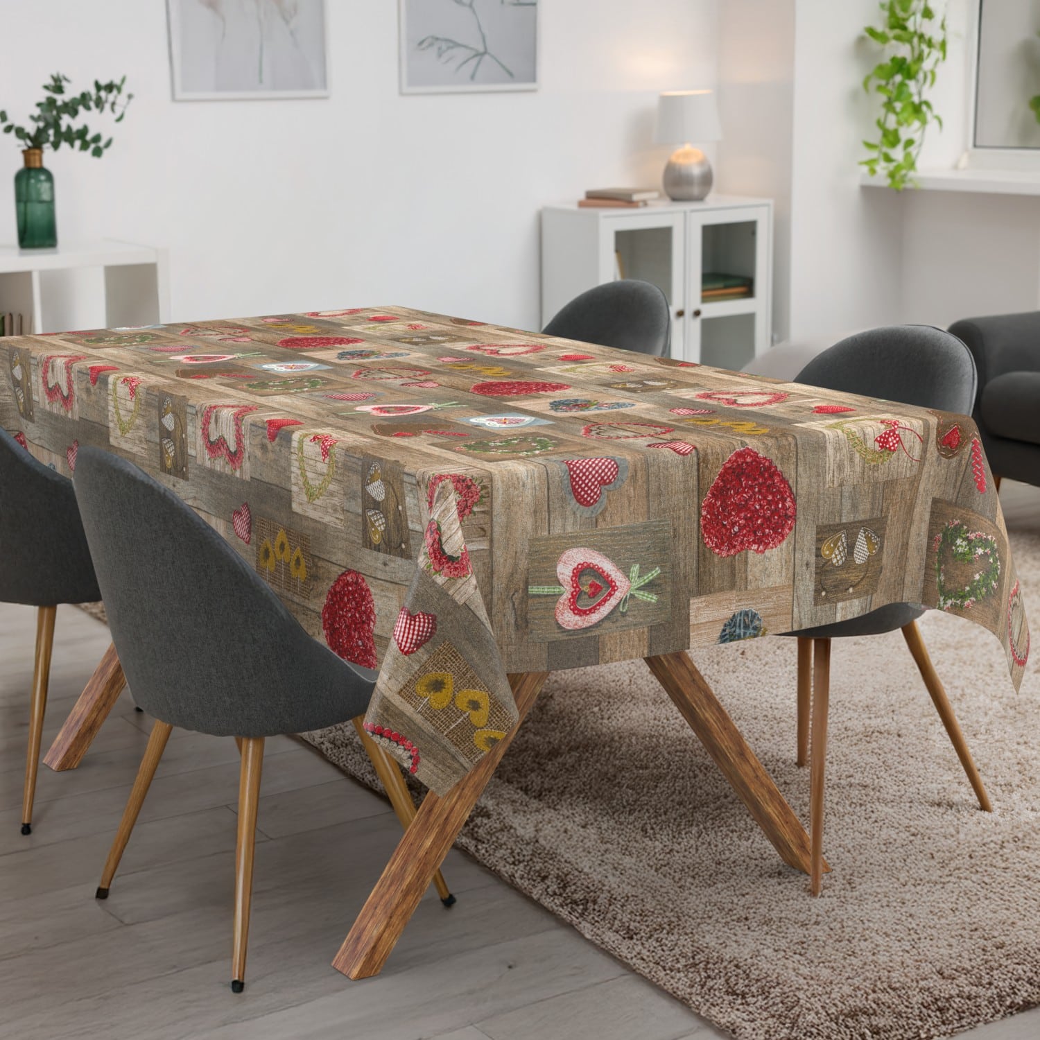 Tischdecke abwaschbar Tischwäsche Gartentischdecke Tafeldecke Lotuseffekt Herzen