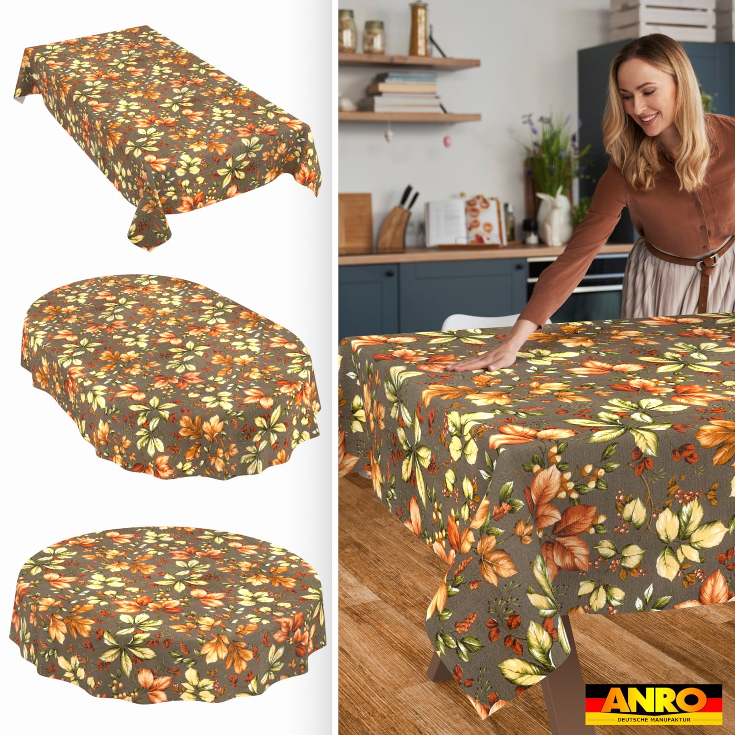 Tischdecke abwaschbar Tischwäsche Gartentischdecke Tafeldecke Lotuseffekt Herbst