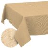 Tischdecke abwaschbar Tischwäsche Gartentischdecke Leinenoptik Baumwolle Polyester Beige