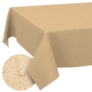 Tischdecke abwaschbar Tischwäsche Gartentischdecke Leinenoptik Baumwolle Polyester Beige