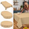Tischdecke abwaschbar Tischwäsche Gartentischdecke Leinenoptik Baumwolle Polyester Beige