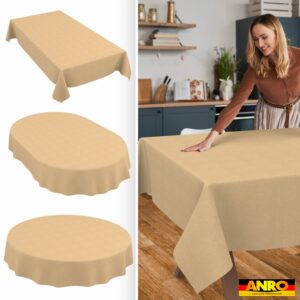 Tischdecke abwaschbar Tischwäsche Gartentischdecke Leinenoptik Baumwolle Polyester Beige