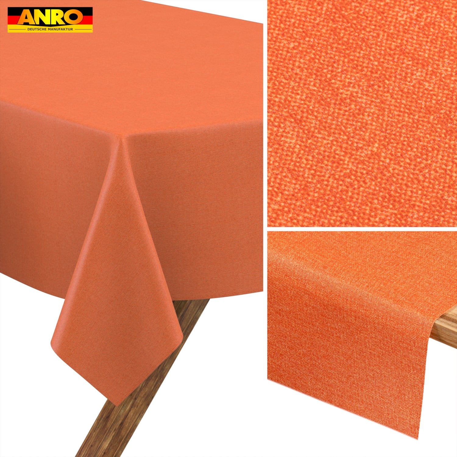 Tischdecke abwaschbar Tischwäsche Gartentischdecke Leinenoptik Baumwolle Polyester Orange