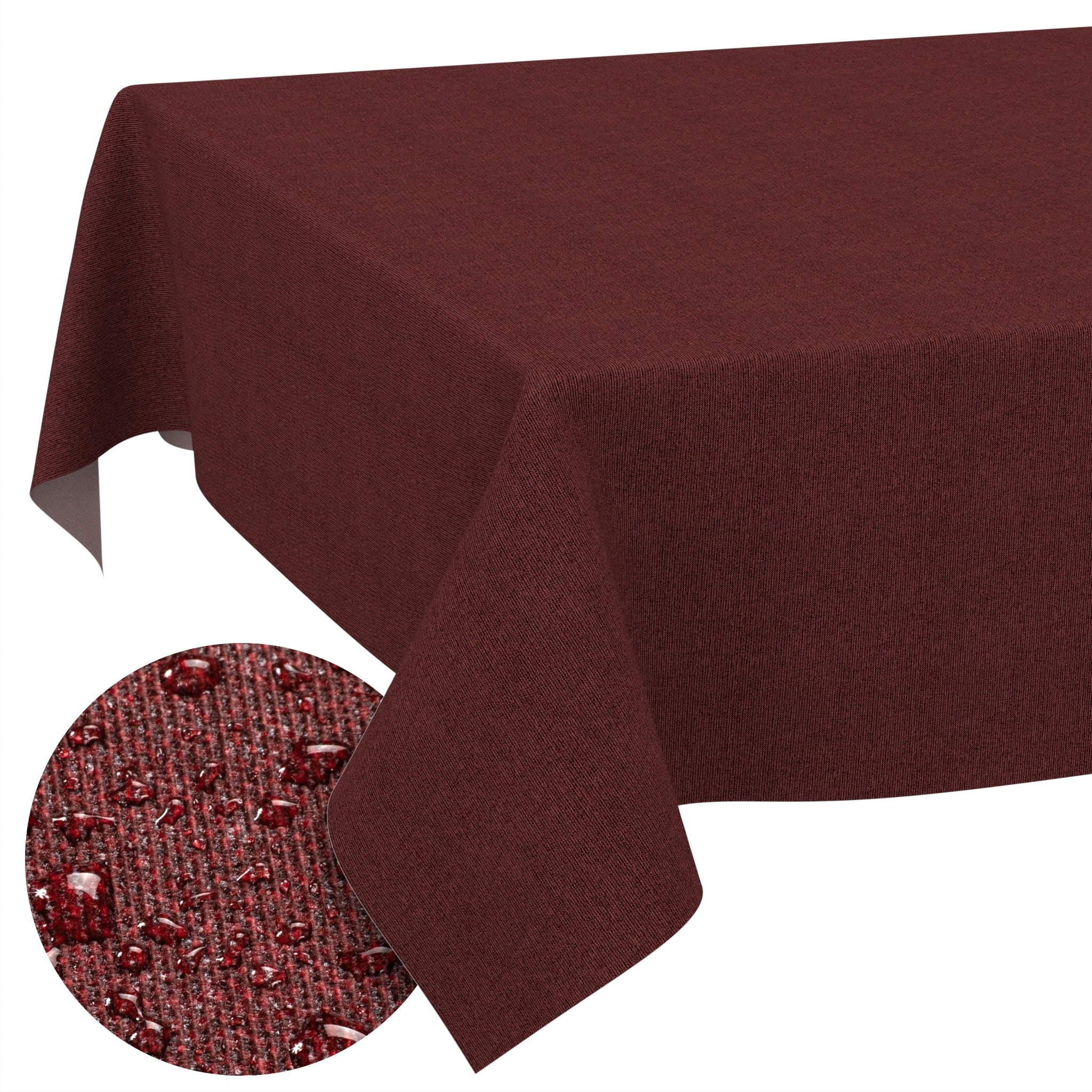 Tischdecke abwaschbar Tischwäsche Gartentischdecke Leinenoptik Baumwolle Polyester Bordeaux