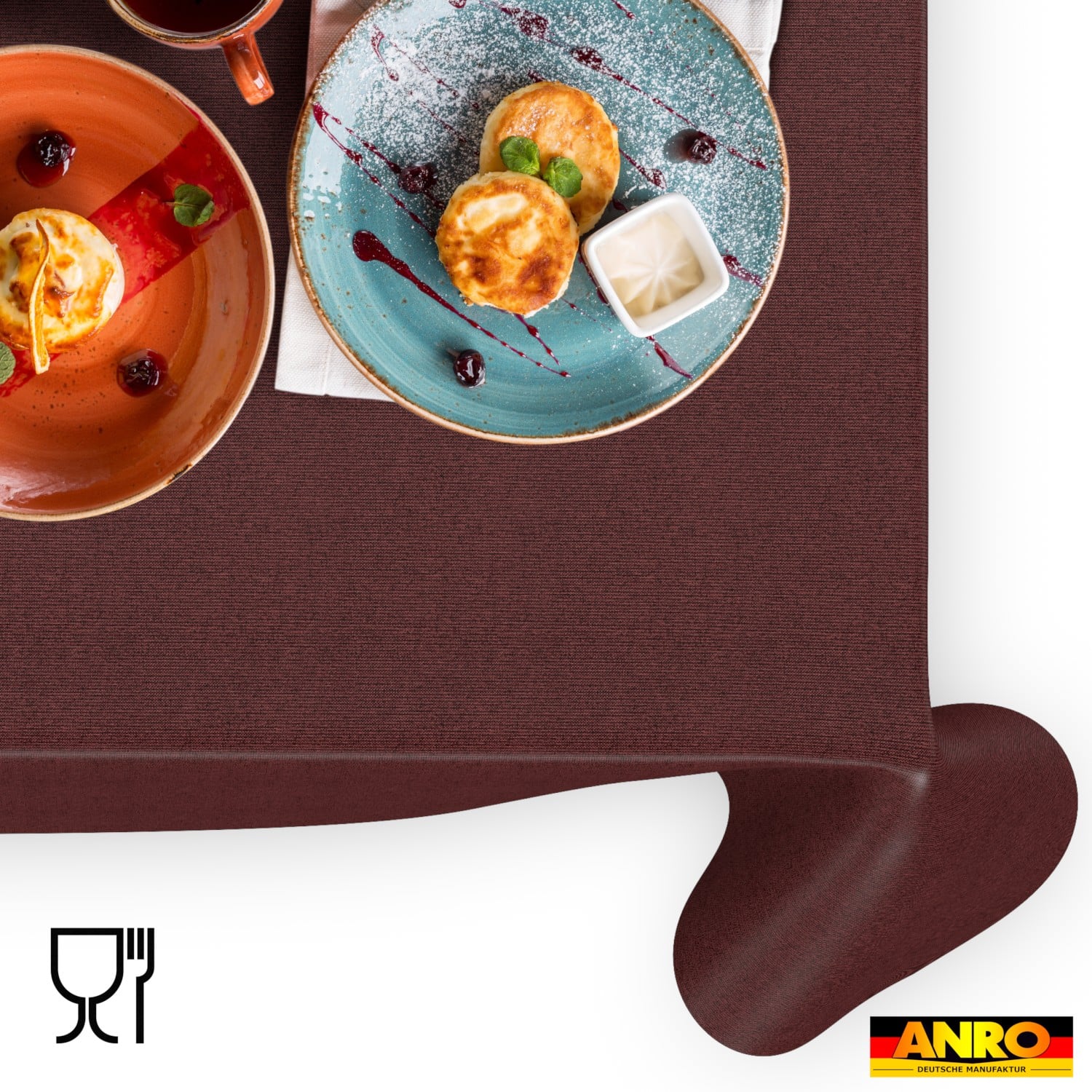 Tischdecke abwaschbar Tischwäsche Gartentischdecke Leinenoptik Baumwolle Polyester Bordeaux