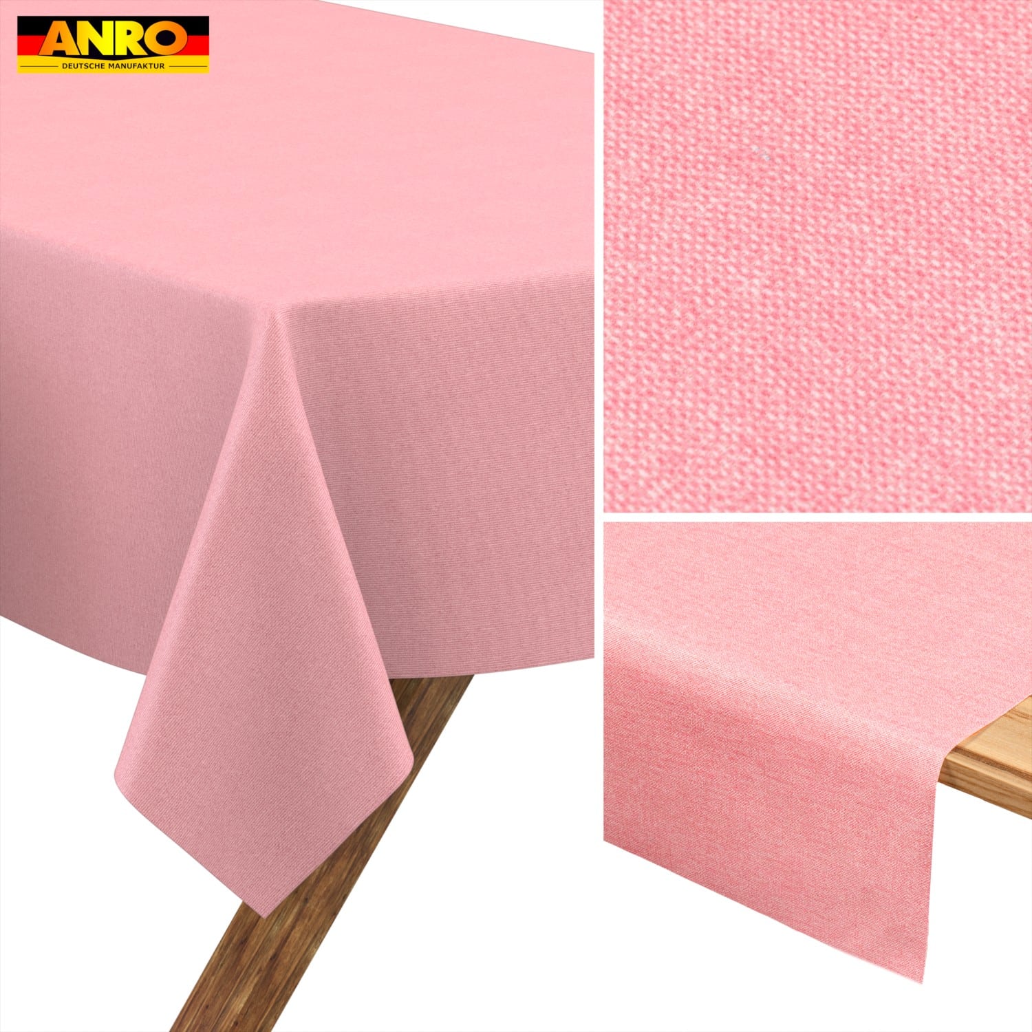 Tischdecke abwaschbar Tischwäsche Gartentischdecke Leinenoptik Baumwolle Polyester Pink