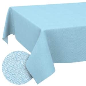 Tischdecke abwaschbar Tischwäsche Gartentischdecke Leinenoptik Baumwolle Polyester Pastellblau