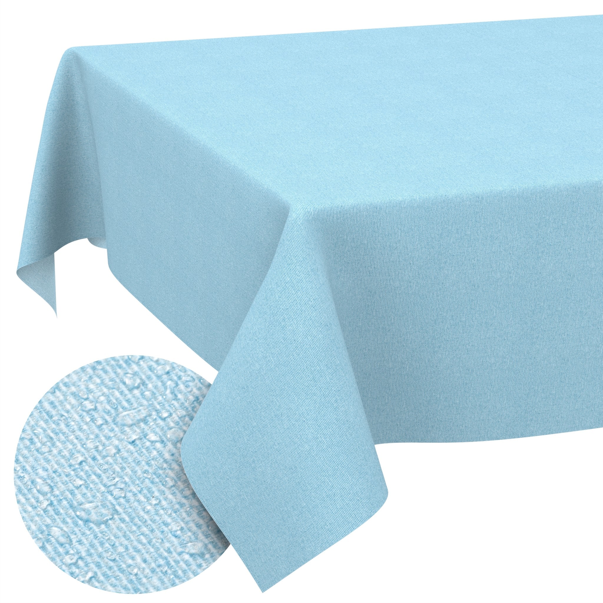 Tischdecke abwaschbar Tischwäsche Gartentischdecke Leinenoptik Baumwolle Polyester Pastellblau