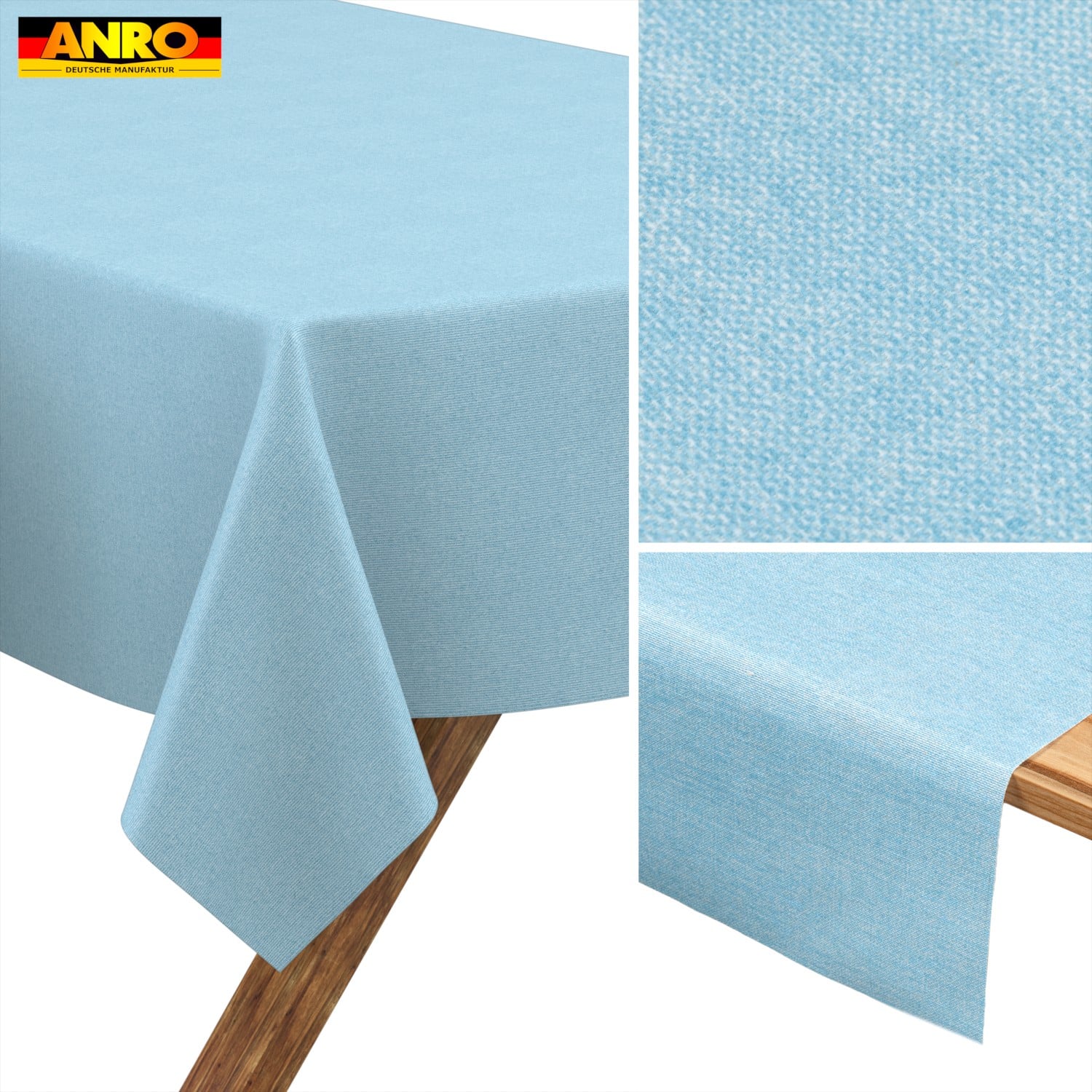 Tischdecke abwaschbar Tischwäsche Gartentischdecke Leinenoptik Baumwolle Polyester Pastellblau
