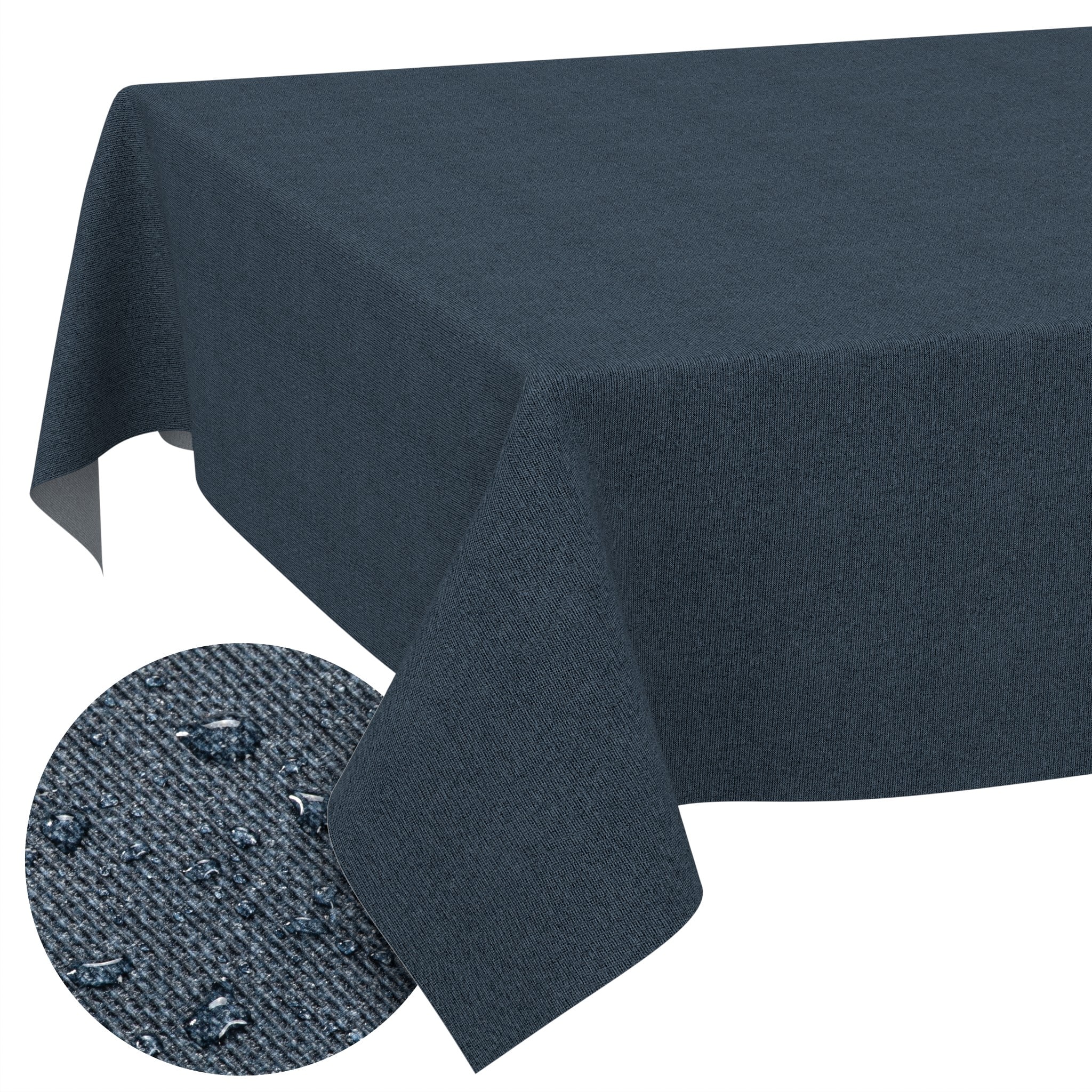 Tischdecke abwaschbar Tischwäsche Gartentischdecke Leinenoptik Baumwolle Polyester Dunkelblau