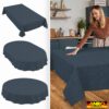 Tischdecke abwaschbar Tischwäsche Gartentischdecke Leinenoptik Baumwolle Polyester Dunkelblau