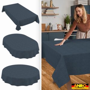 Tischdecke abwaschbar Tischwäsche Gartentischdecke Leinenoptik Baumwolle Polyester Dunkelblau
