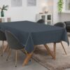 Tischdecke abwaschbar Tischwäsche Gartentischdecke Leinenoptik Baumwolle Polyester Dunkelblau