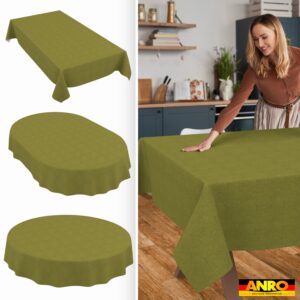Tischdecke abwaschbar Tischwäsche Gartentischdecke Leinenoptik Baumwolle Polyester Olivgrün