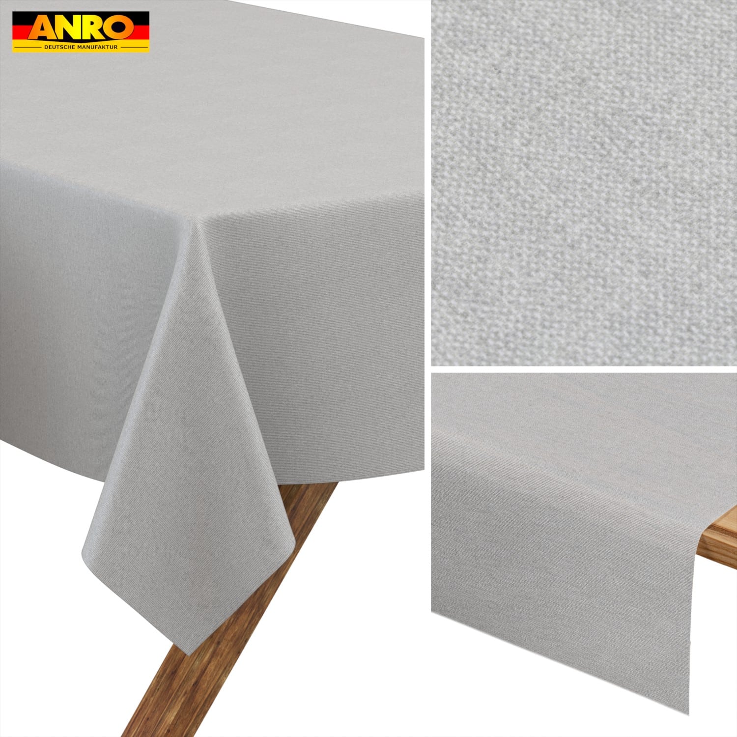 Tischdecke abwaschbar Tischwäsche Gartentischdecke Leinenoptik Baumwolle Polyester Grau