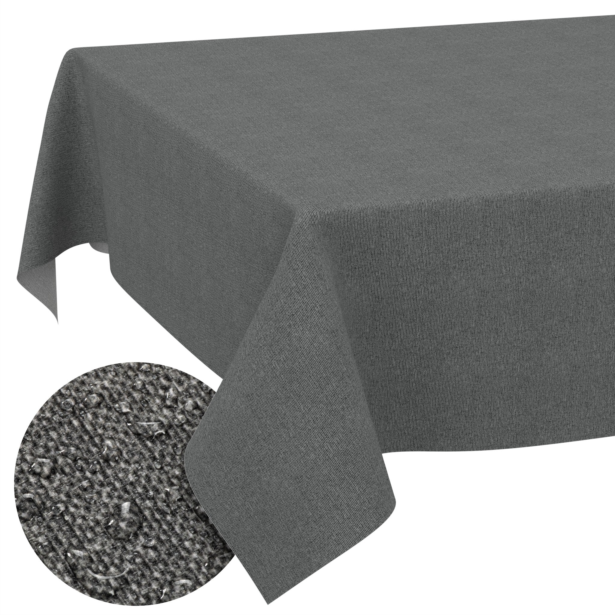 Tischdecke abwaschbar Tischwäsche Gartentischdecke Leinenoptik Baumwolle Polyester Dunkelgrau