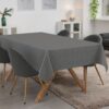 Tischdecke abwaschbar Tischwäsche Gartentischdecke Leinenoptik Baumwolle Polyester Dunkelgrau