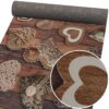 TGLAUF048_10A Küchenläufer mit Herz-Motiven auf Holzoptik, rutschfeste Unterseite, mit Detailansicht.