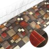 TGLAUF767_12A Küchenläufer in rot-brauner Holz-Mosaik-Optik mit vergrößerter Detailansicht der Textur.