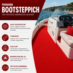 Bootsteppich nach Maß Rot Teppichboden für Boote