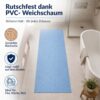 BMBLAU_40 Rutschfeste hellblaue Badematte aus Mikrofaser mit strukturierter PVC-Rückseite im Badezimmer.