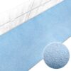 BMBLAU_12A Abwaschbarer, hellblauer Küchenläufer aus Mikrofaser mit Detailansicht der Textur.