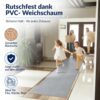 BMGRAU_40 Grauer, rutschfester Küchenläufer auf Flurboden mit spielenden Kindern und Familie.