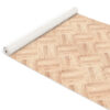 DM108A130_10-jpg Aufgerollte Bodenmatte im dunkelbeigen Parkett-Holzdesign, 55x130 cm.