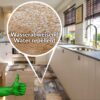 BE40416_17W Wasserabweisender Küchenläufer im rustikalen Holz-Herz-Design in einer modernen Küche.