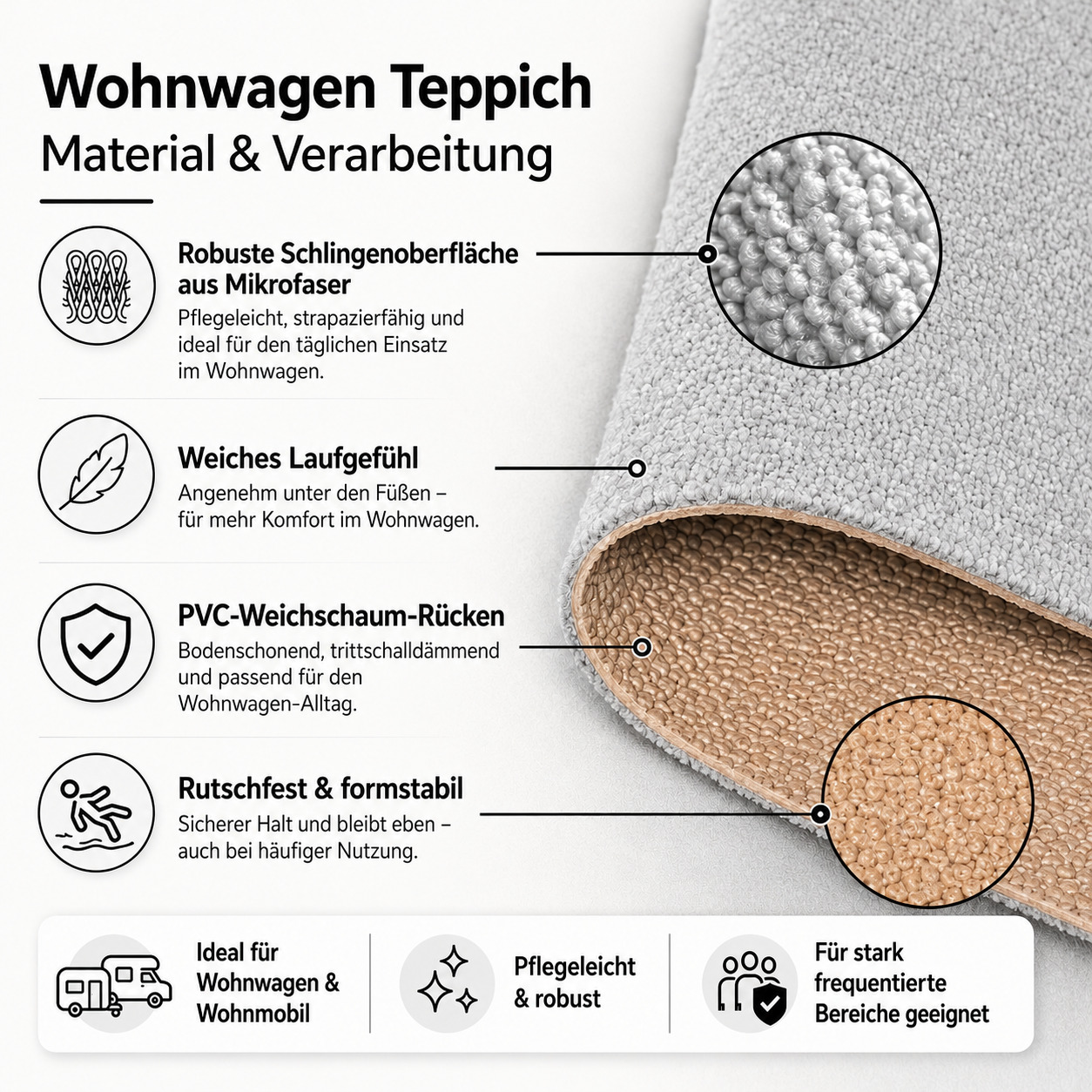Wohnwagen Teppich Vano Wohnmobil Teppichboden nach Maß