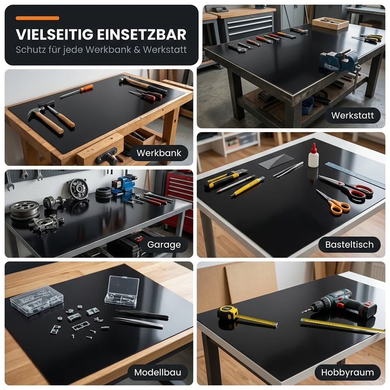 Werkbank Schutzauflage nach Maß Schwarz PVC Werkbankauflage 3mm