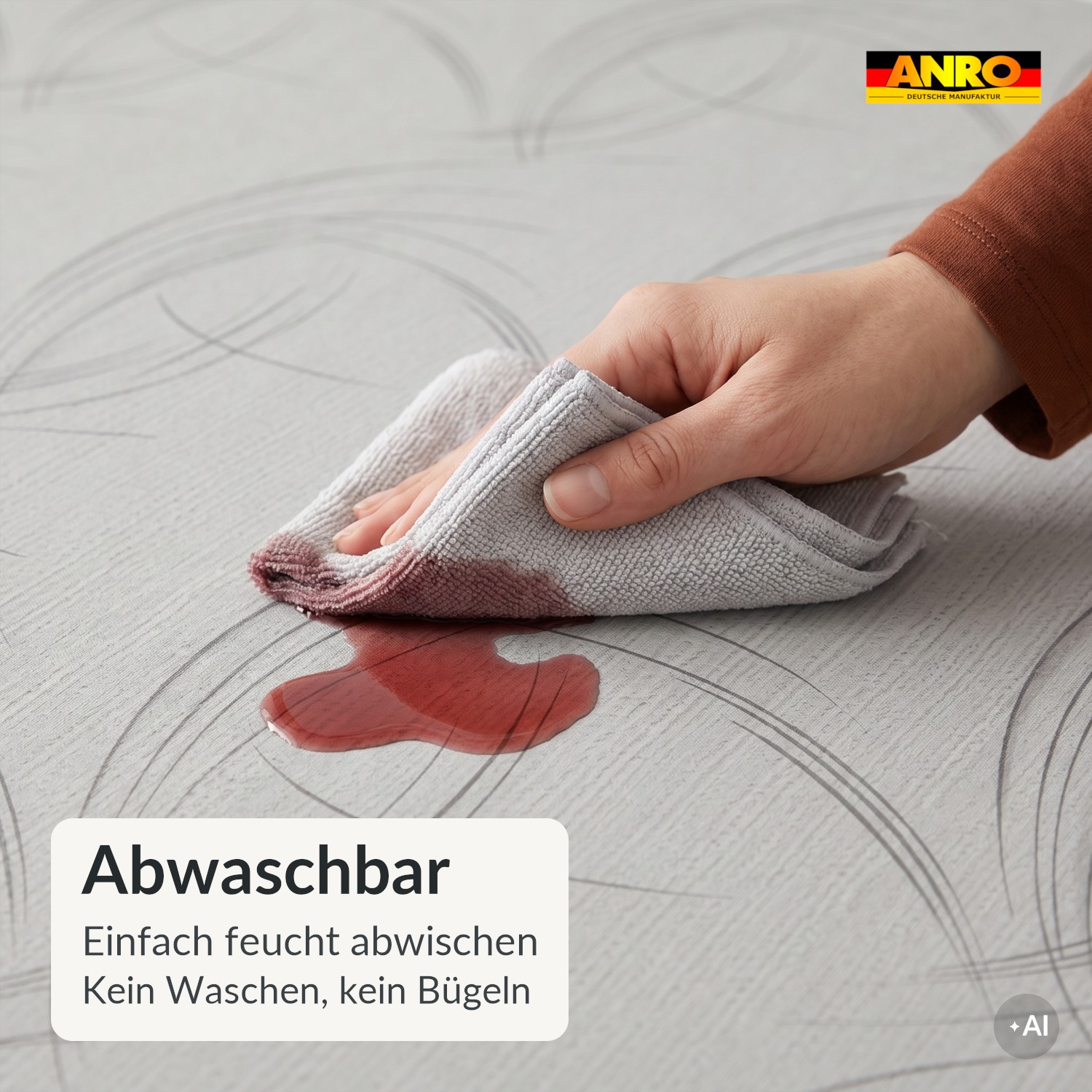 Wachstuch Tischdecke abwaschbar Valeria Hellgrau abstrakt – Ansicht 3
