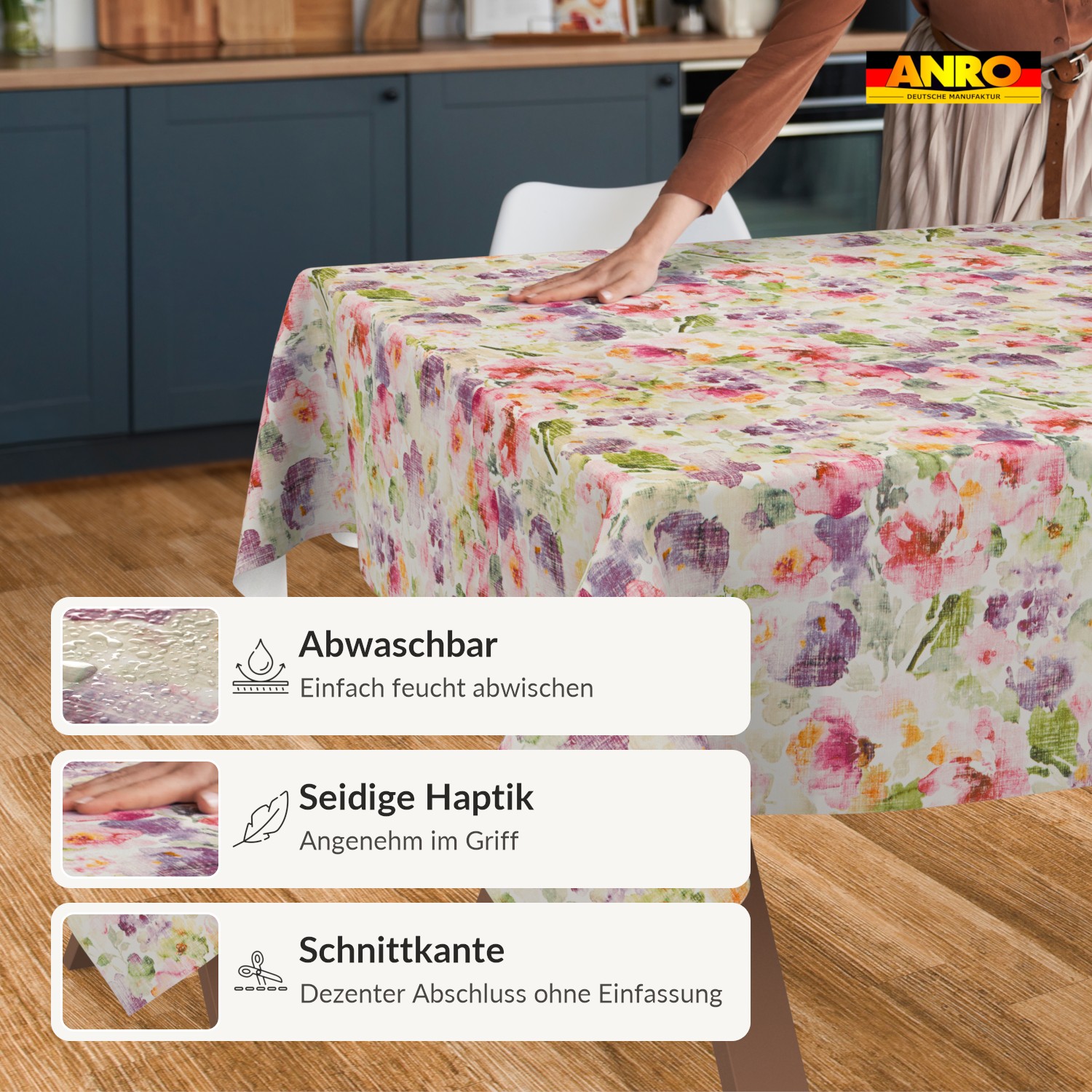 Wachstuch Tischdecke abwaschbar Cintia Blumen Bunt – Ansicht 2