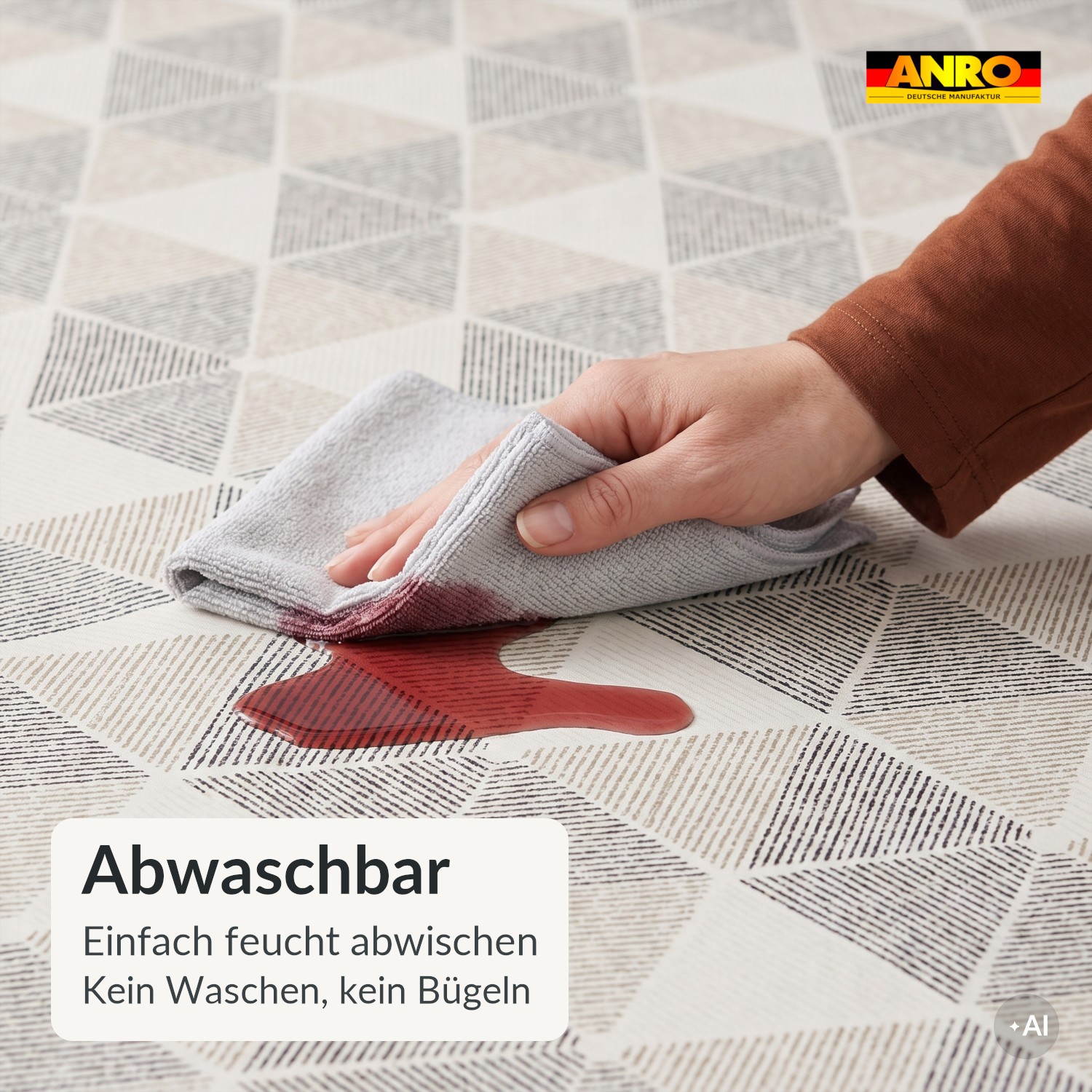 Wachstuch Tischdecke abwaschbar Sula Anthrazit Dreiecksmuster – Ansicht 3